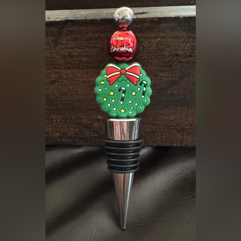 Handcrafted Festive Christmas Tree Wine Stopper Topper Handmade Gift